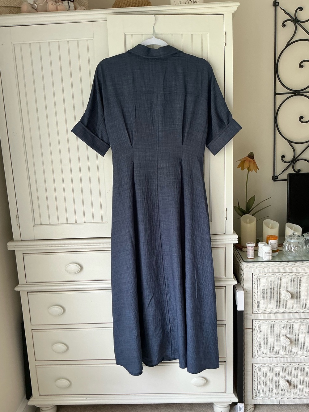 NWOT Max Studio London Denim Blue Sleeveless Shirt Dress 👗 - Picture 2 of 8